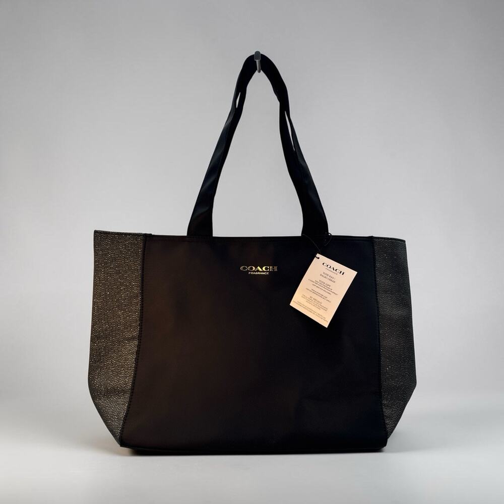 Authentic Coach Fragrance promotional black satin tote Luxury minimalist